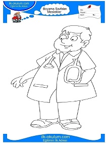 Çocuklar İçin Doktor Boyama Sayfaları 